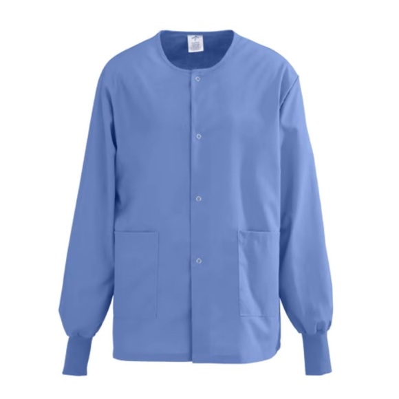 Medline Angelstat Nurse Laboratory Warm-Up Snap Close Jacket Ciel Blue Size 3XL - Picture 1 of 8